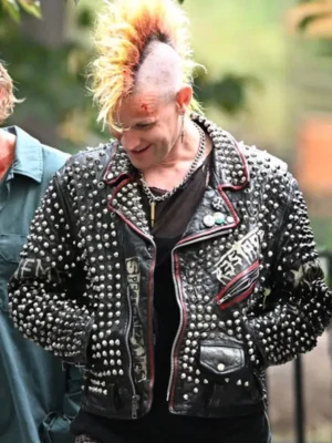 Matt Smith Caught Stealing Black Leather Studded Jacket