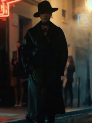 Nathalie Emmanuel The Killer 2024 Black Leather Trench Coat