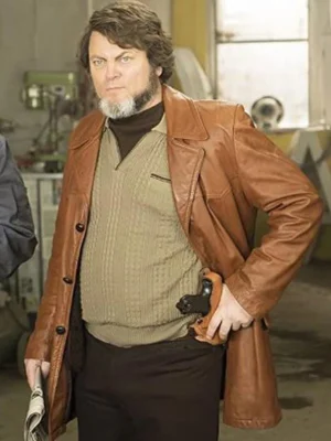 Nick Offerman Fargo Brown Leather Blazer