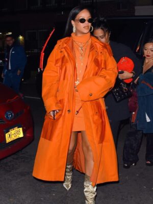 Rihanna Bergdorf Goodman Orange Cotton Coat