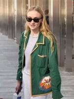 Sophie Turner Green Cotton Blazer