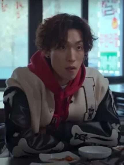 Woo-jin Bloodhounds S01 Off White and Black Varsity Jacket