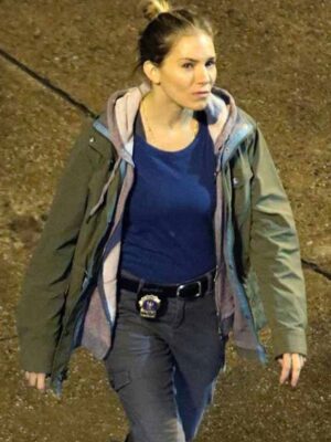21 Bridges Sienna Miller Green Cotton Hood Jacket