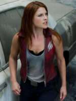 Ali Larter Maroon Leather Vest