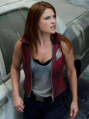 Ali Larter Maroon Leather Vest