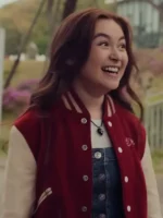 Anna Cathcart XO Kitty S02 Red and Off-white Varsity Jacket
