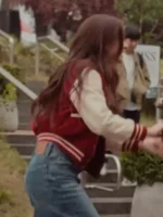 Anna Cathcart XO Kitty S02 Red and Off-white Varsity Jacket Sale