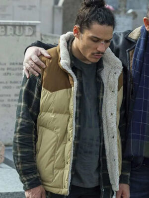 Anthracite Tv Series Jaro Gatsi Brown and Beige Puffer Vest