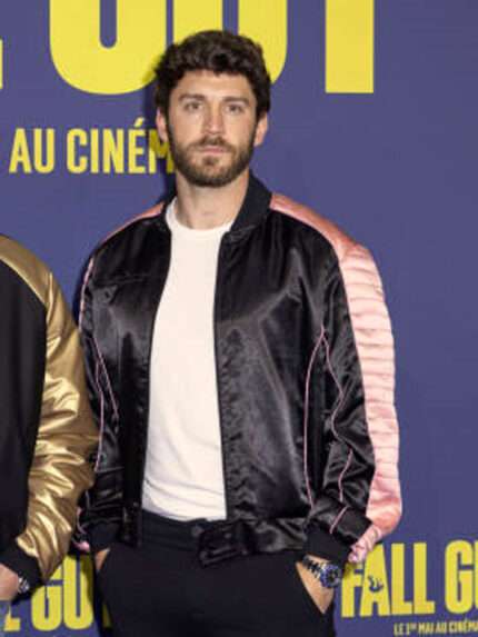 Ben Jenkin The Fall Guy Black and Pink Bomber Satin Jacket