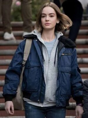 Brigette Lundy-Paine Atypical Blue Cotton Shearling Jacket