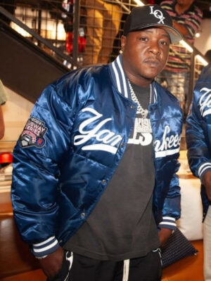 Bronx Bubble Yankees Blue Satin Bomber Jacket