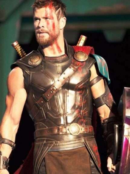Chris Hemsworth Thor Ragnarok Brown Leather Vest
