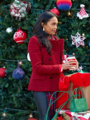Christmas with a Kiss Mishael Morgan Red Wool Peacoat