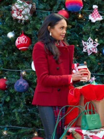 Christmas with a Kiss Mishael Morgan Red Wool Peacoat