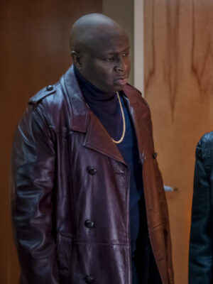 Detective Bryant BMF Maroon Leather Coat