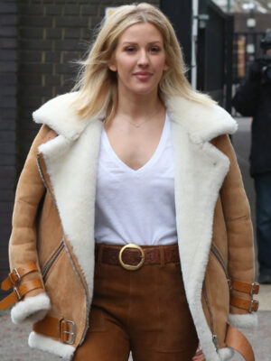 Ellie Goulding Sheepskin B3 Brown Jacket