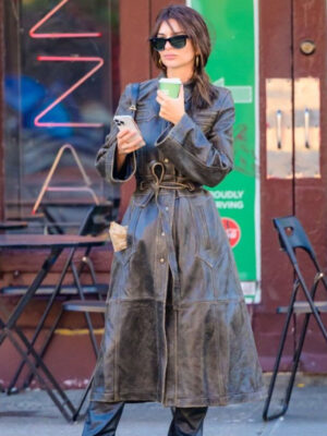 Emily Ratajkowski NYC Street 2023 Brown Coat