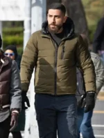 FBI S07 Omar Adom Zidan Olive Green Puffer Hooded Jacket