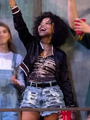 Gwen Runck That ’90s Show Black Satin Bomber Jacket