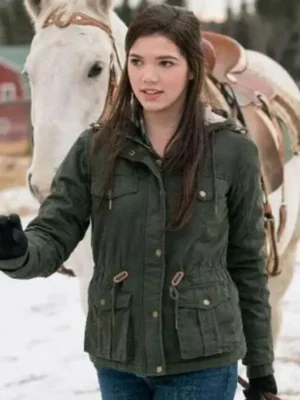 Heartland Tv Series Georgie Fleming Morris Green Hooded Jacket
