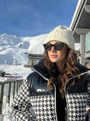 Houndstooth Michelle Keegan Black and White Puffer Jacket