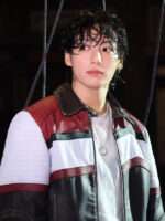 Jeon Jungkook Seven Song Red White and Black Leather Jacket