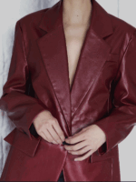 Kaelyn Wilkins The Blind (2023) Maroon Leather Blazer Sale