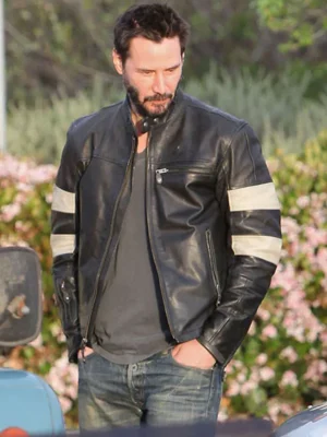 Keanu Reeves Cafe Racer Black Leather Jacket