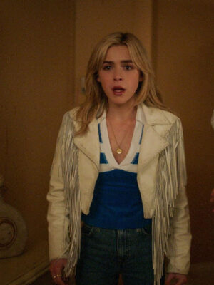 Kiernan Shipka Totally Killer White Leather Jacket