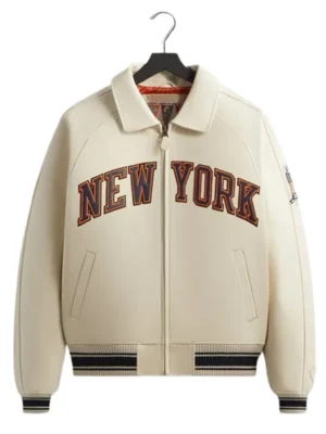 Kith & Avirex for the New York Knicks Icon Cream Leather Jacket