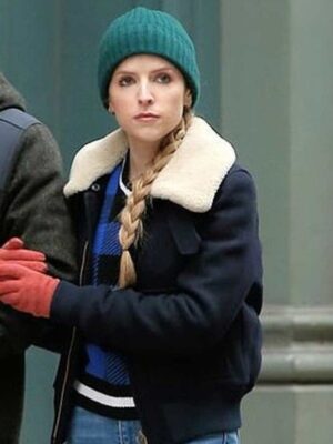 Love Life Anna Kendrick Black Shearling Wool Jacket