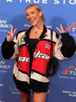 Molly Marsh Gran Turismo (2023) Red White and Black Cotton Jacket