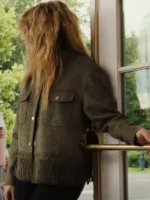 Natasha Lyonne Poker Face Olive Green Suede Leather Jacket Sale