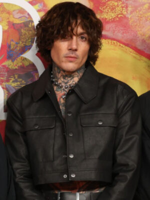 Oliver Sykes Black Crop Black Leather Jacket