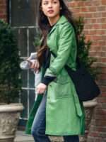 Olivia Rodrigo Green Leather Trench Coat Sale