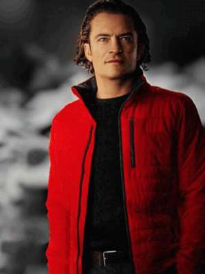 Orlando Bloom Gran Turismo Red Puffer Cotton Jacket