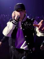 Peso Pluma Coachella Festival 2024 Black and White Bomber Jacket