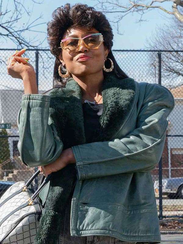 Power Book III Raquel Thomas Green Leather Shearling Jacket