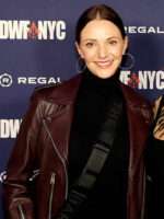 Rebecca Lines Double Down South Brown Leather Jacket Sale
