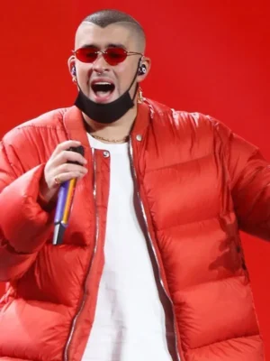 Sophomore Bad Bunny Red Puffer Jacket