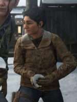 The Last of us Dina Brown Leather Shearling Jacket Sale