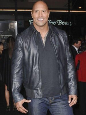 The Rock Dwayne Johnson Black Leather Jacket