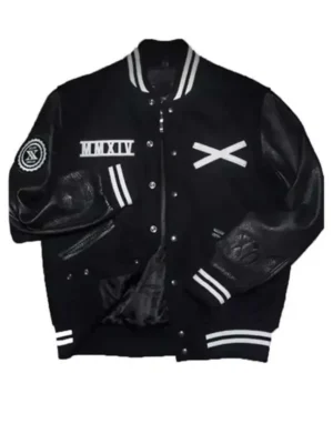 The Weeknd Canadian Singer Black Leather Varsity Jacket