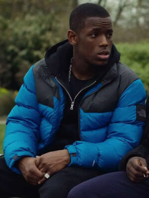 Top Boy Season 03 Jamie Blue And Black Puffer Jacket