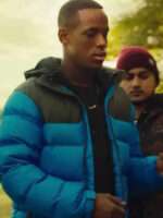 Top Boy Season 03 Jamie Blue And Black Puffer Jacket Sale
