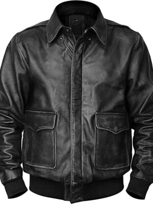 Aviator Black Bomber Leather Jackets for Men