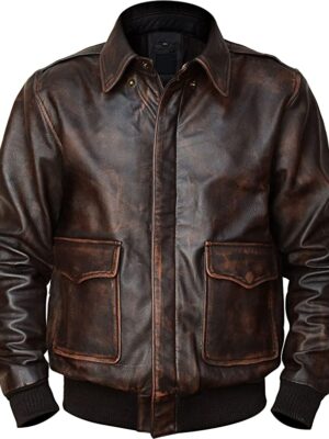 Aviator Brown Bomber Leather Jackets for Men