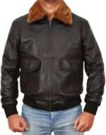Flight Pilot British Bomber Leather Jacket Men