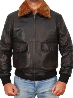 Flight Pilot British Bomber Leather Jacket Men