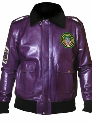 Purple Joker Goon Winter Shearling Leather Jacket